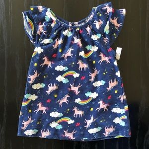 Blue ruffle sleeve unicorn top Carter’s 4T